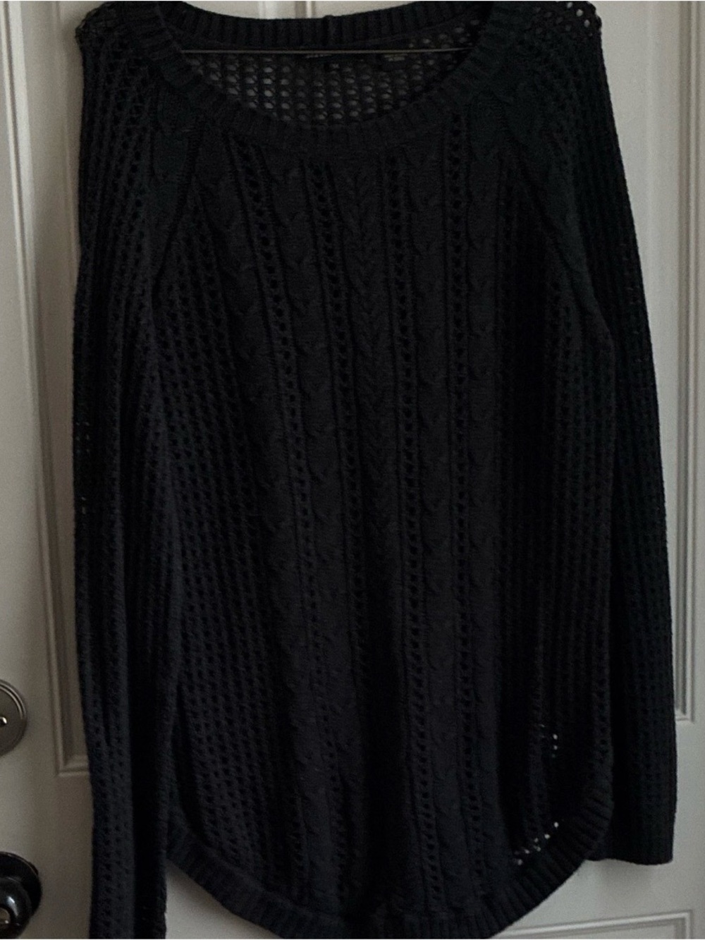 JEANNE PIERRE Black Open-Weave Knit Skirt